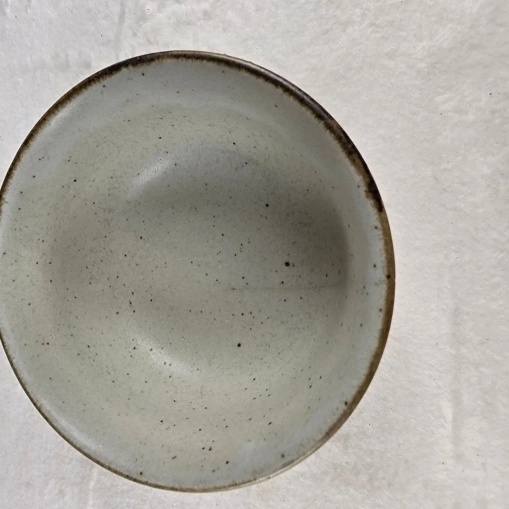 Vintage Studio Pottery Stoneware‎ Bowl Blue Gray Striped Speckled Glaze 4.75